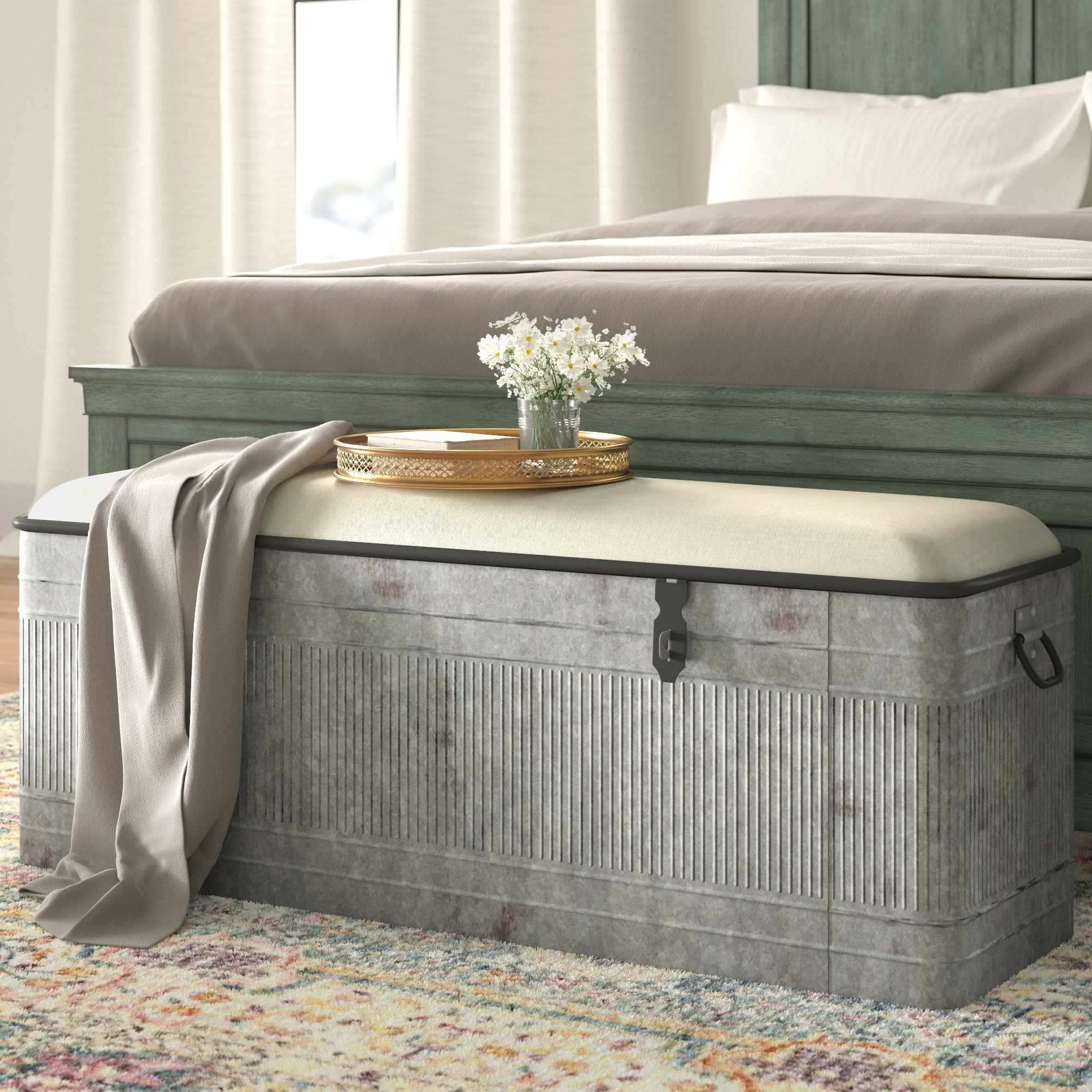 Farmhouse storage bench for bedroom discount